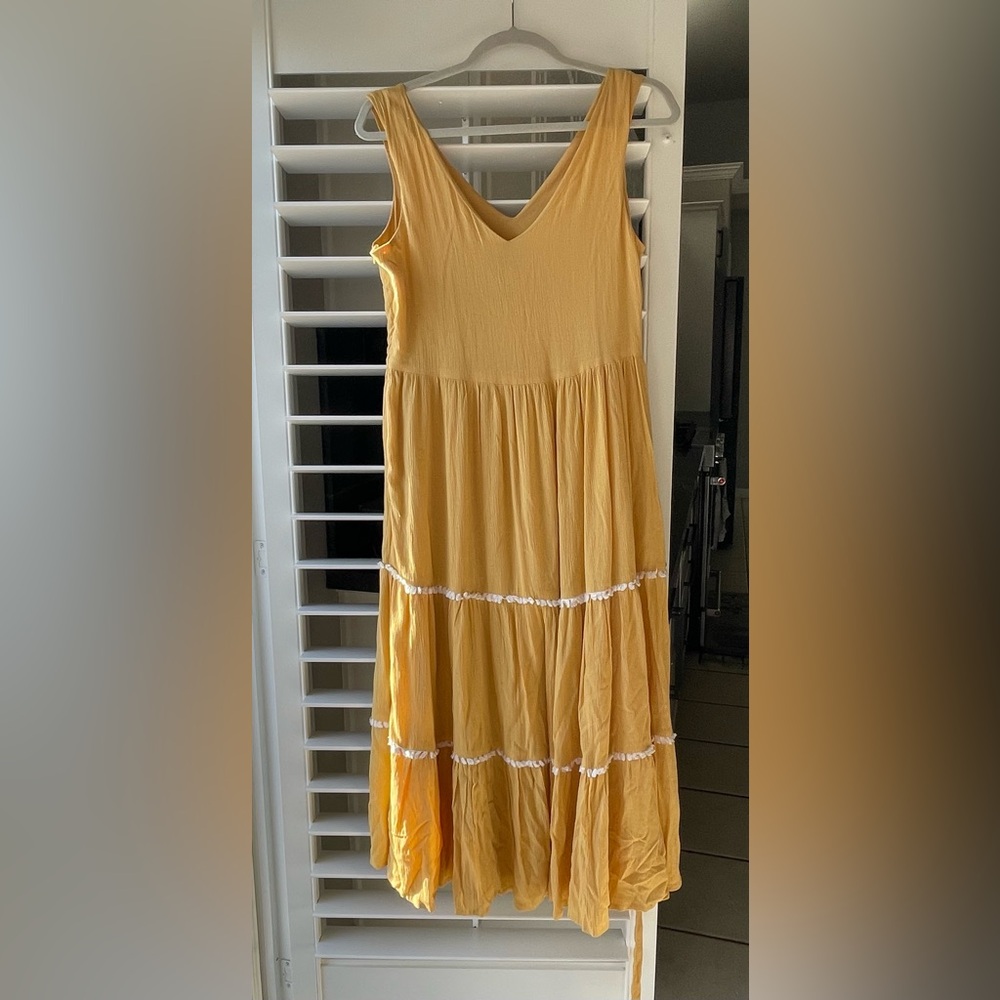 Joie Embroidered Yellow Sleeveless Midi-dress - Excellent Condition 🌷